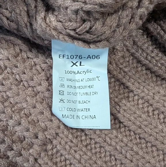 EFAN Cable Knit Sweater Dress – Taupe Button-Shoulder Cozy Chic XL 🍂🧶 - Picture 7 of 12